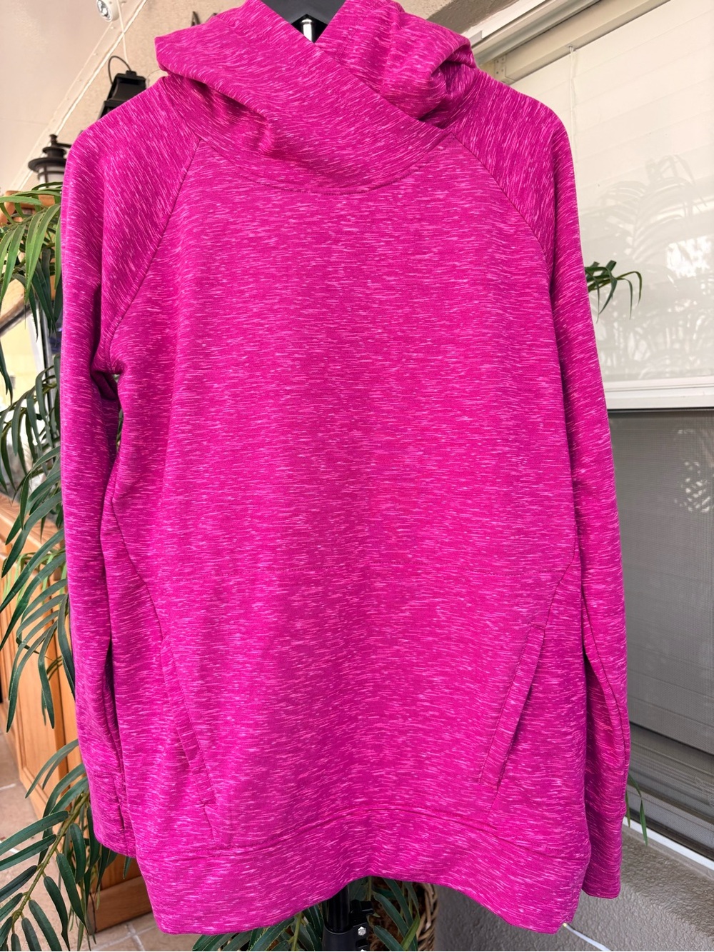 Women's Cowl Neck Pullover Sweater in Bright Magenta